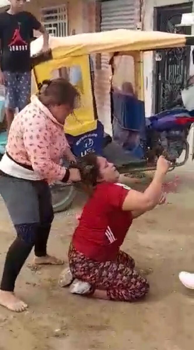 Tremenda golpiza le dieron a un mujer frente a varios niños