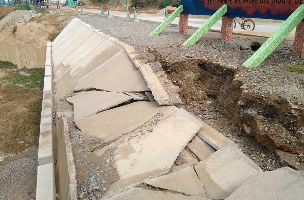 Constatan daños en muro de protección en Zorritos
