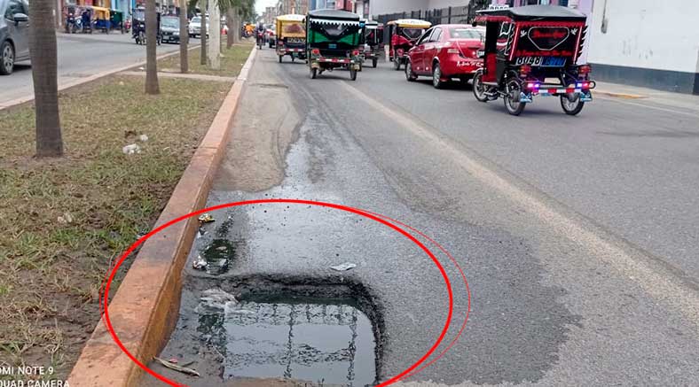 Denuncian trampa mortal para vehículos y peatones en la Av. Tumbes