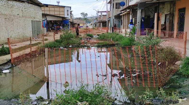 Aguas pestilentes discurren todos los días en la Calle Eloy Ureta de Pampa Grande